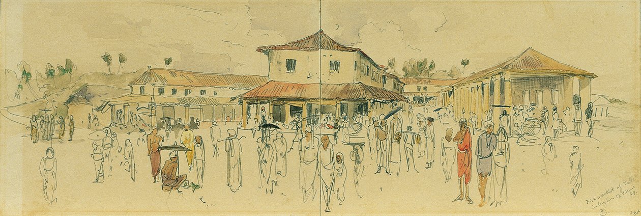 锡兰（斯里兰卡）加勒角的鱼市场 作者 约瑟夫塞勒尼