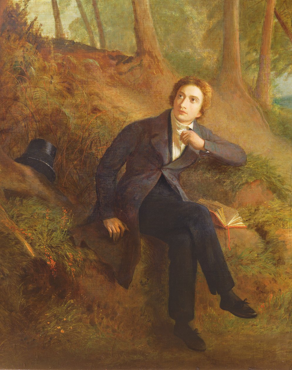 Keats的细节听在Hampstead荒地的夜莺，1845年油画布也参见145174 作者 约瑟夫·塞文
