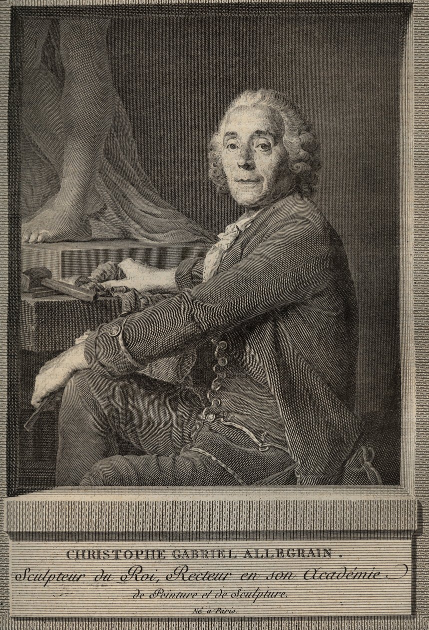 克里斯托夫-加布里埃尔（Christophe Gabriel）-阿勒格朗（1710-1795）法国雕塑家的肖像--根据约瑟夫-西弗莱恩-杜普雷西的画作雕刻的。 作者 约瑟夫·西弗雷德（Duplessis）