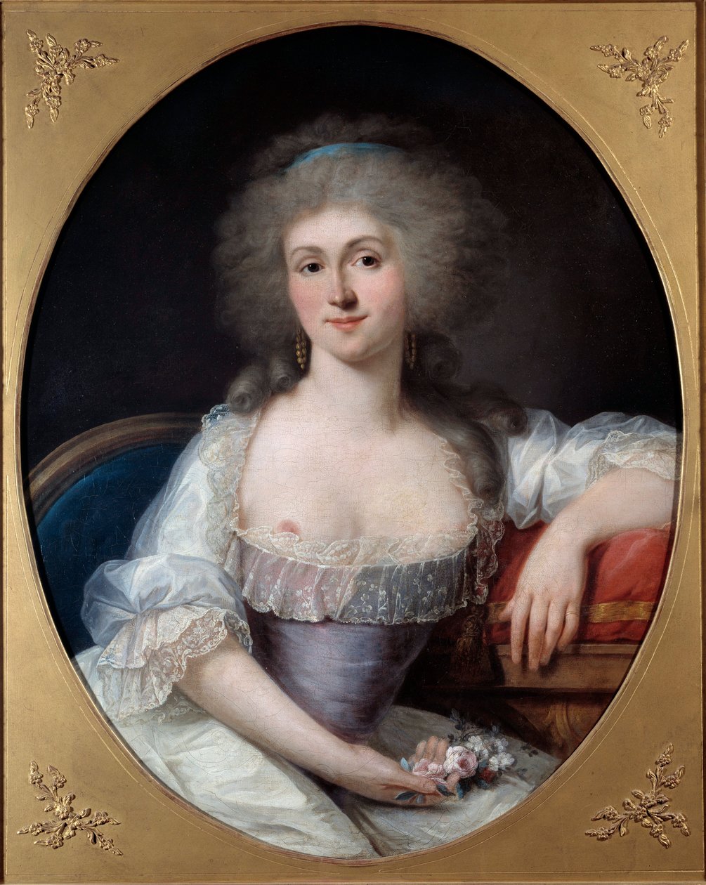 玛丽·特蕾莎·路易丝·德·萨瓦·卡里尼昂的肖像，兰巴勒公主 (1749-1792) Joseph Siffred Duplessis (1725-1802) 的绘画 (Joseph-Siffred, Joseph Siffrede, Joseph-Siffrede, Joseph Siffrein, Joseph-Siffrein) mutzseeth 18 世纪美术学院 作者 约瑟夫·西弗雷德·杜普莱西斯