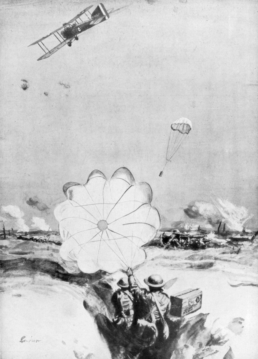飞机向英国前线供应弹药，第一次世界大战，1914-1918年，1926年 作者 约瑟夫·辛普森