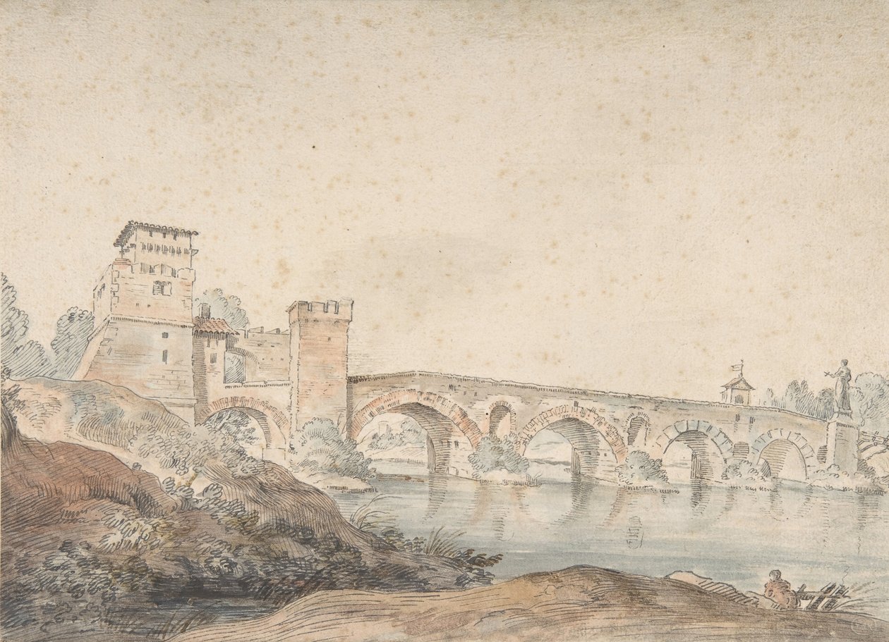 Ponte Molle，罗马，18世纪。 作者 约瑟夫·维内特。