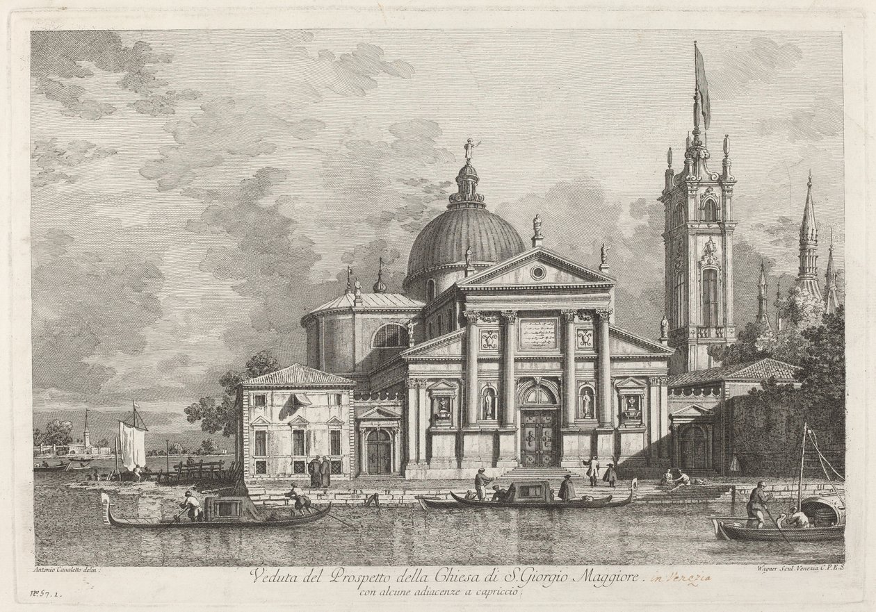 S. Giorgio Maggiore教堂的前景图 作者 卡纳莱托之后的约瑟夫瓦格纳