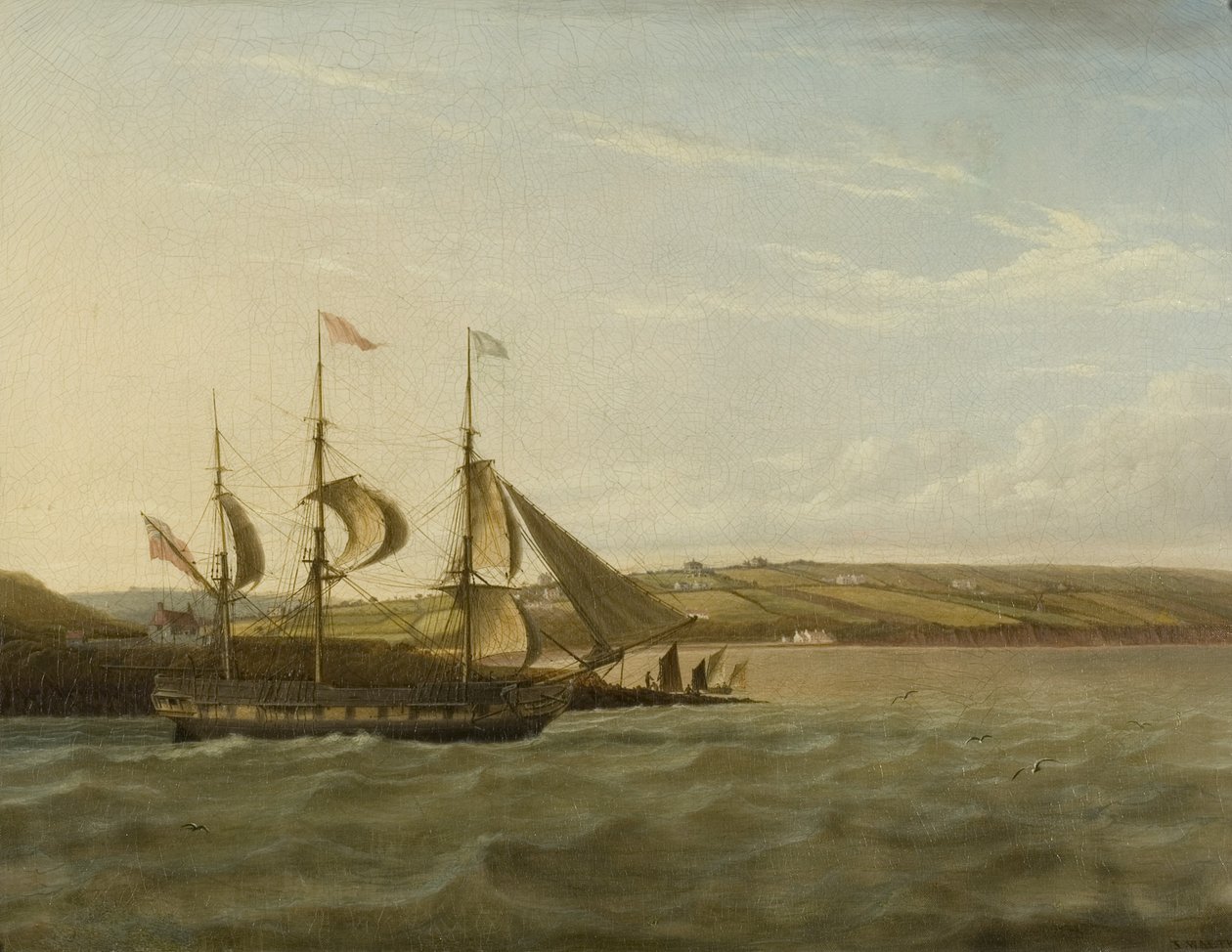 船只驶过Portishead，约1832年（布面油画） 作者 约瑟夫·沃尔特