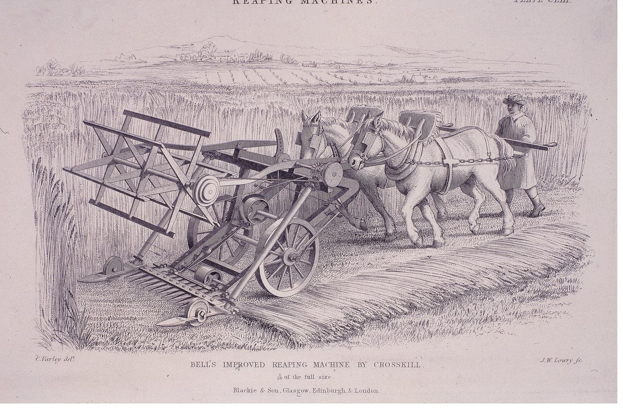 贝尔（Crosskill）在c1840年代改进了收割机。 作者 约瑟夫·威尔逊·洛瑞
