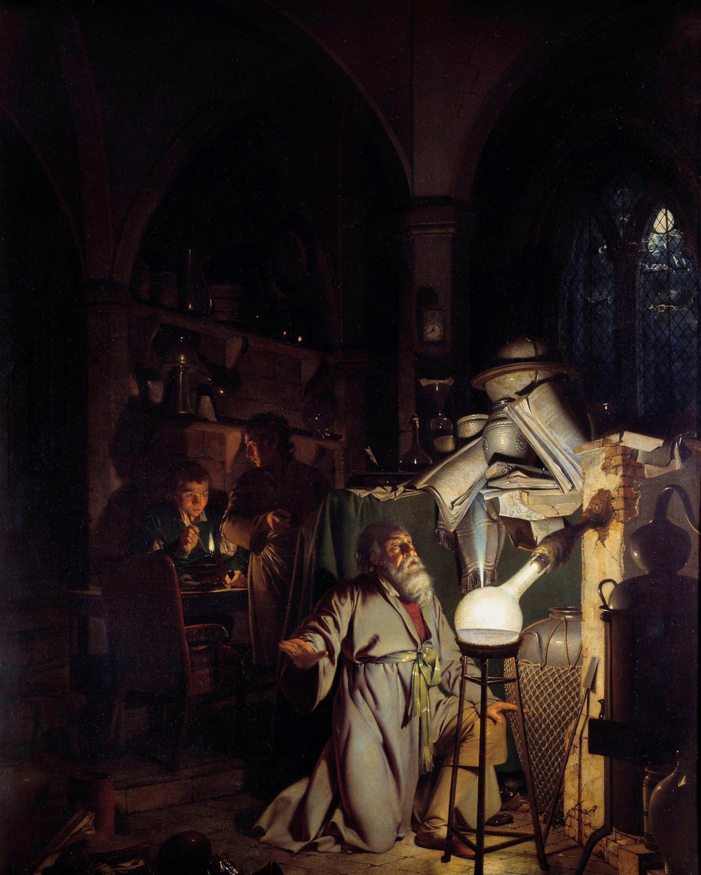 炼金术士试图发现哲学石 绘画：Joseph Wright Of Derby (1734-1797) 18世纪的太阳。1,27 X 1,01米 德比，德比博物馆 作者 德比的约瑟夫·赖特