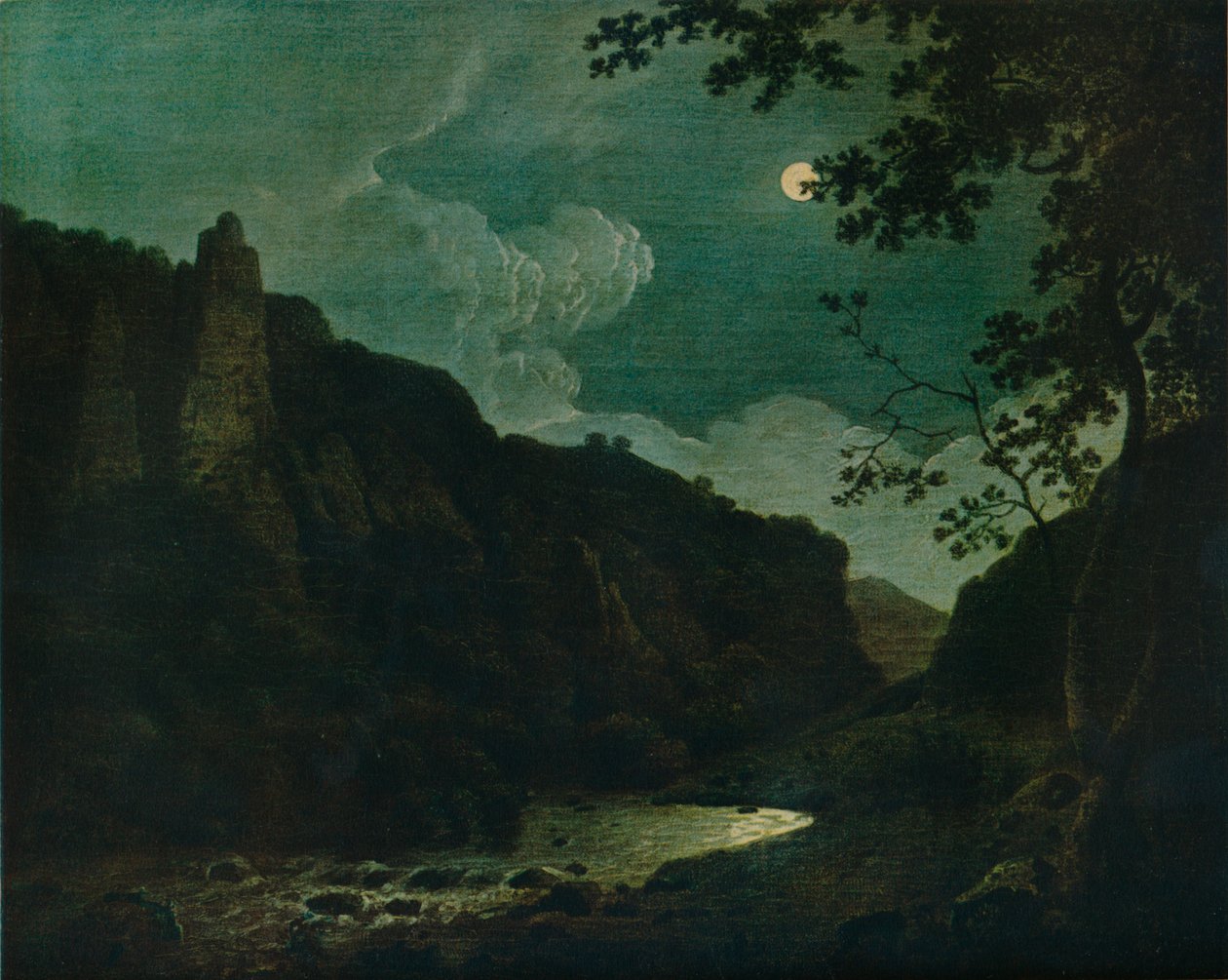 道夫代尔（Dovedale），月光下（1784） 作者 德比的约瑟夫·赖特