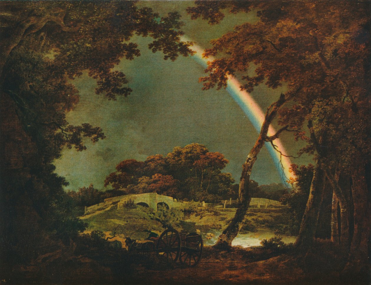 带彩虹效果的风景，1794年，1930年。 作者 德比的约瑟夫·赖特