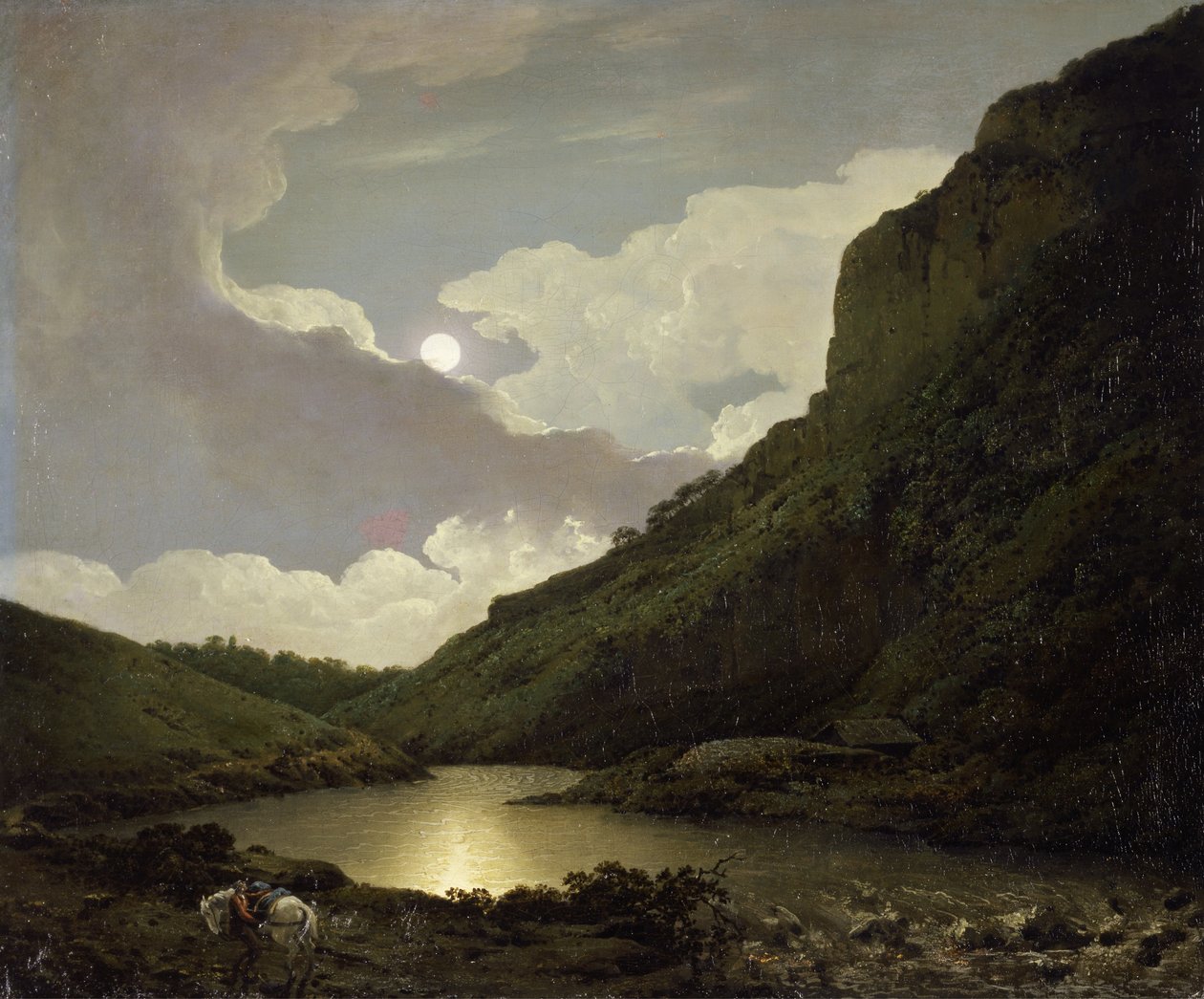 Matlock Tor by Moonlight，c.1777-80（布面油画） 作者 德比的约瑟夫·赖特