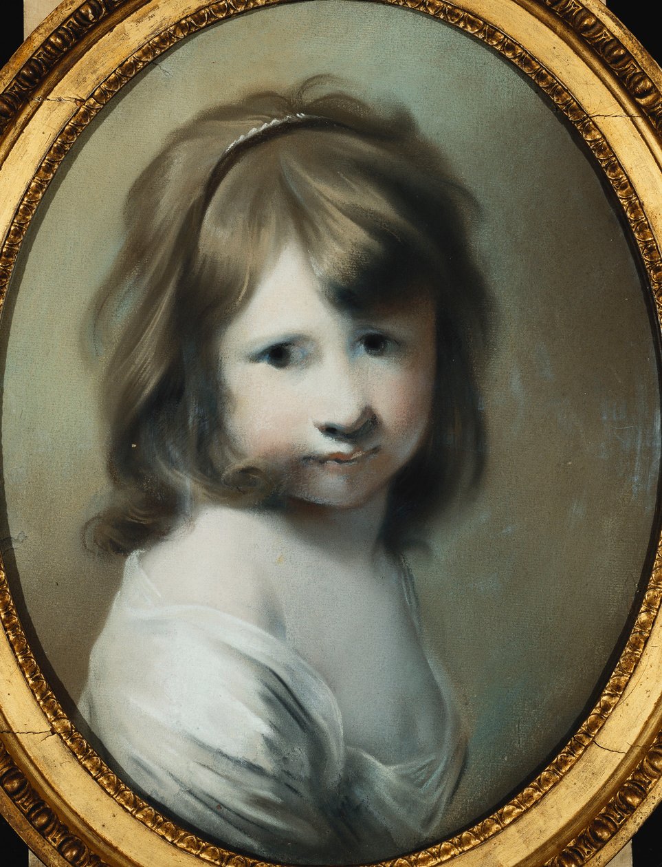 艺术家的女儿哈里特·赖特（Harriet Wright）的画像，小时候，胸围长，从她的右肩望去， 作者 德比的约瑟夫·赖特