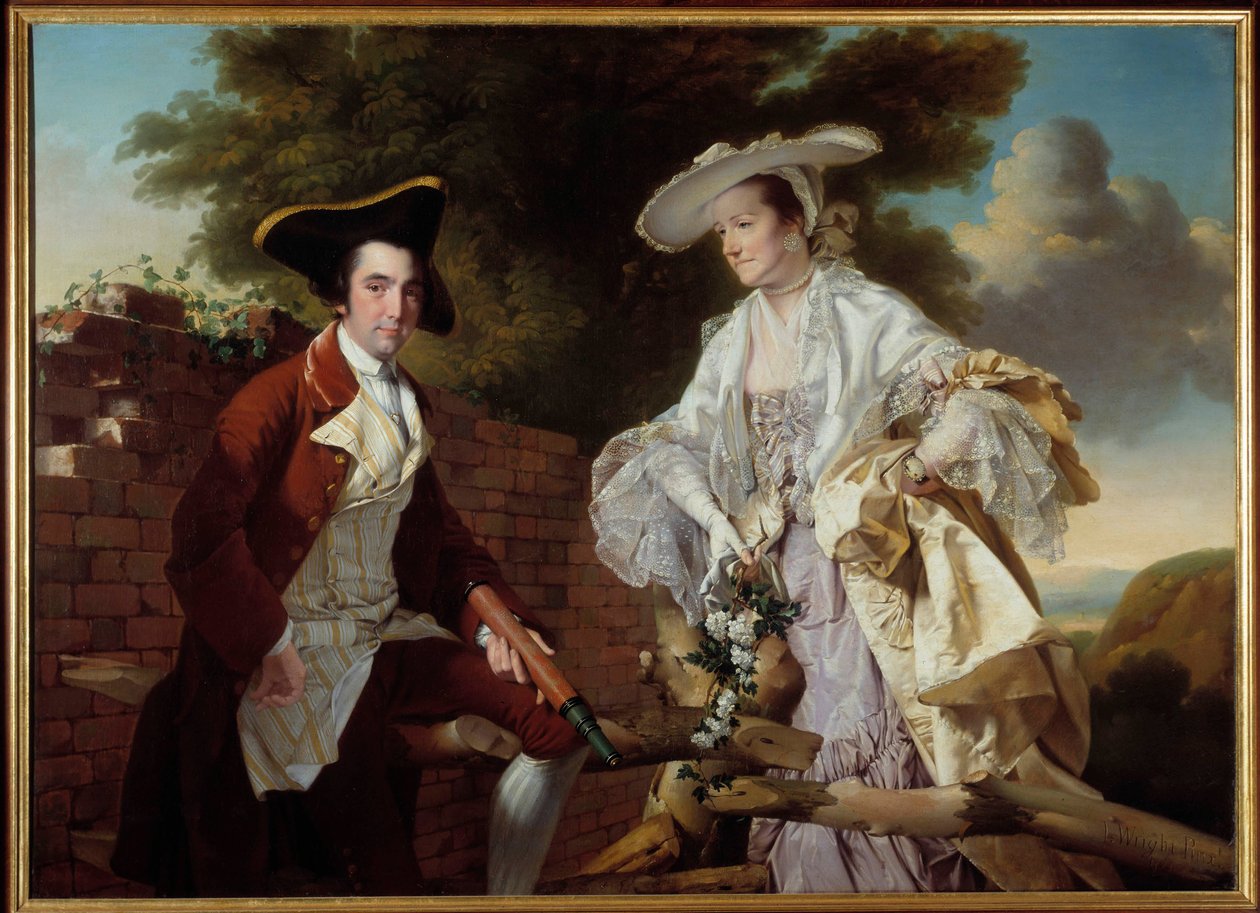 制图师 Peter Perez Burdett (1735-1793) 和他的妻子 Hannah 的肖像 德比的 Joseph Wright (1734-1797) 绘画 1765 布拉格，国家美术馆 作者 德比的约瑟夫·赖特
