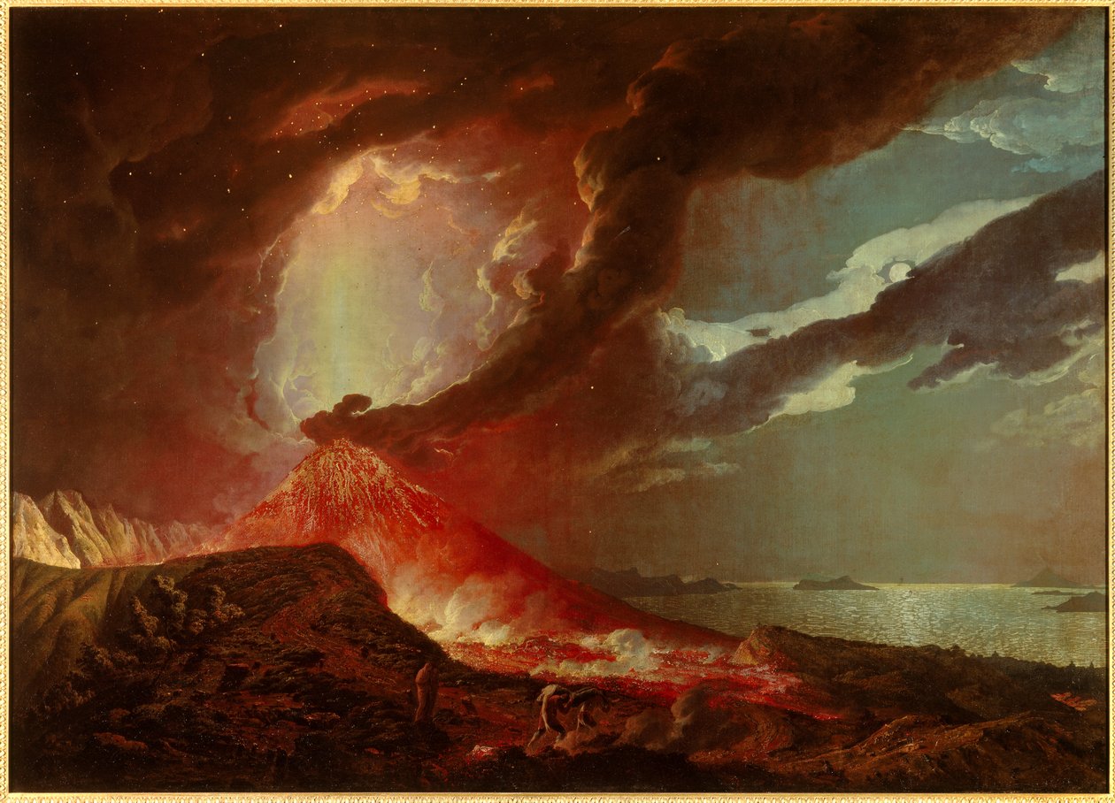 1776 年那不勒斯湾的维苏威火山喷发 德比的约瑟夫·赖特 (Joseph Wright) 的画作 (1734-1797) 1776 年私人收藏 作者 德比的约瑟夫·赖特