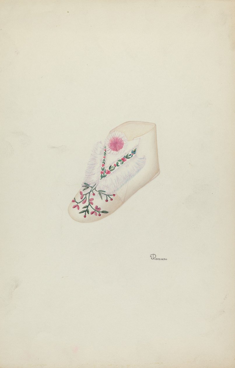 婴儿的鞋子，约1938年。 作者 约瑟芬·C·罗马诺