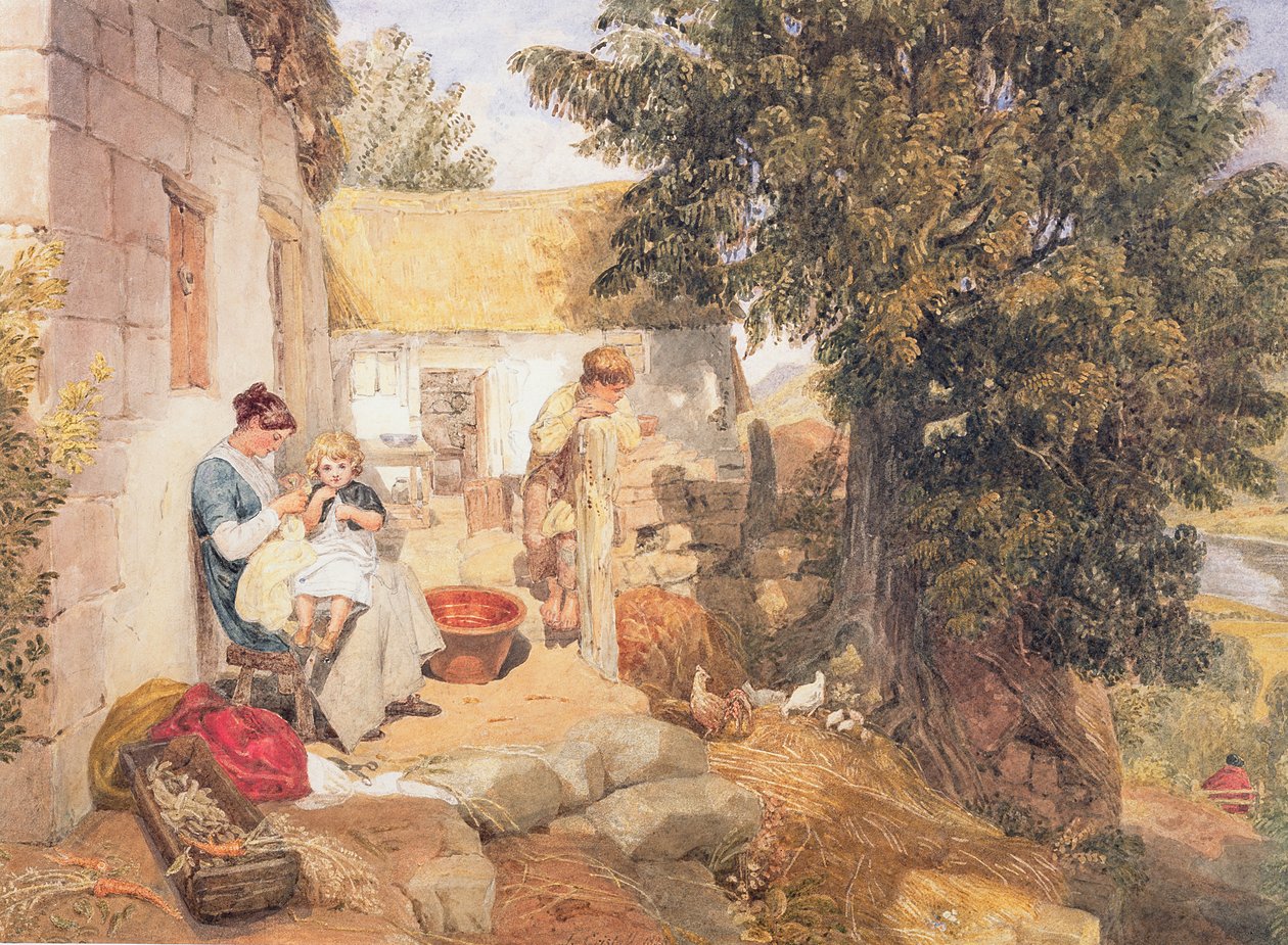 Symonds Yat附近的小屋，带有乡村人物，1825年 作者 约书亚·克里斯塔尔（Joshua Cristall）