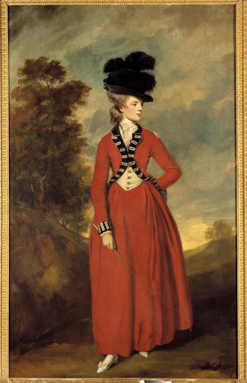 沃斯利夫人的肖像 约书亚-雷诺兹（1723-1792）的画作，约1776年 昏暗。236 x 144 cm 私人收藏 作者 约书亚·雷诺兹（Joshua Reynolds）