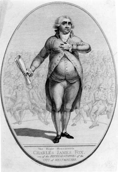 尊敬的查尔斯·詹姆斯·福克斯（1749-1806）是威斯敏斯特市的代表之一，由Thomas Trotter（1750-1803）镌刻 作者 克里斯托尔之后的约书亚