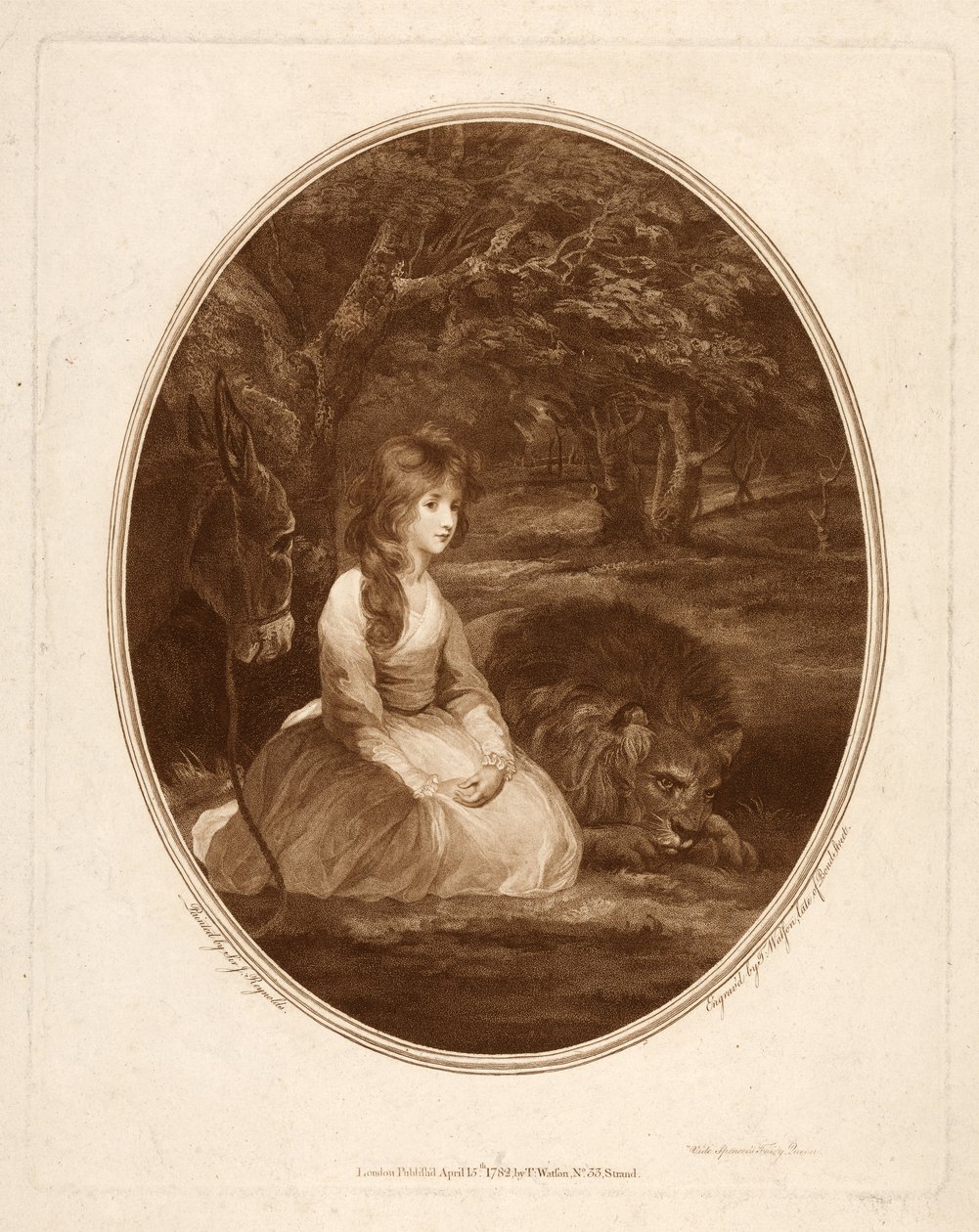 伊丽莎白·贝克勒克小姐饰演的是Una，由Thomas Watson（1748-81）刻（蚀刻点画） 作者 雷诺兹之后的约书亚