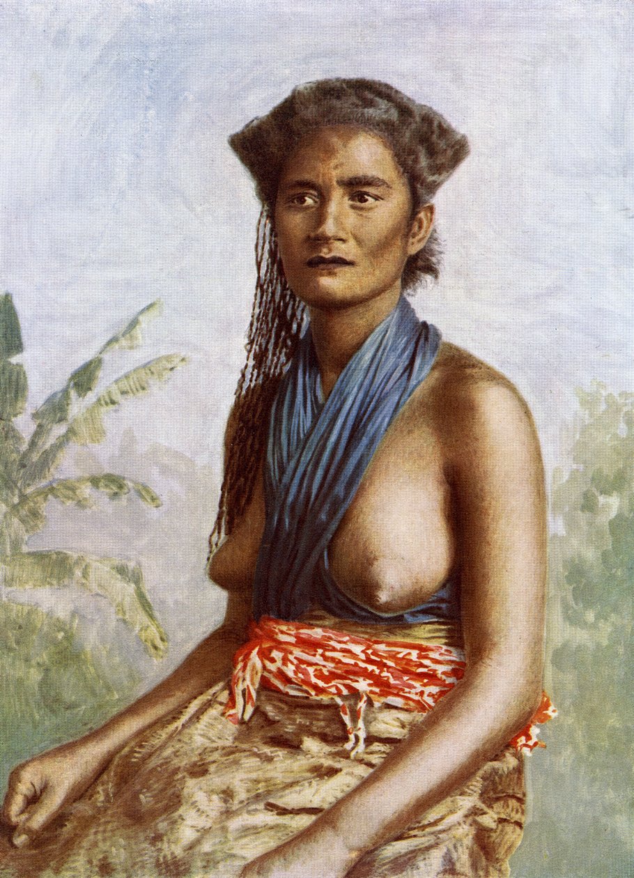 传统服饰的斐济妇女，c.1900 作者 乔西亚·马丁