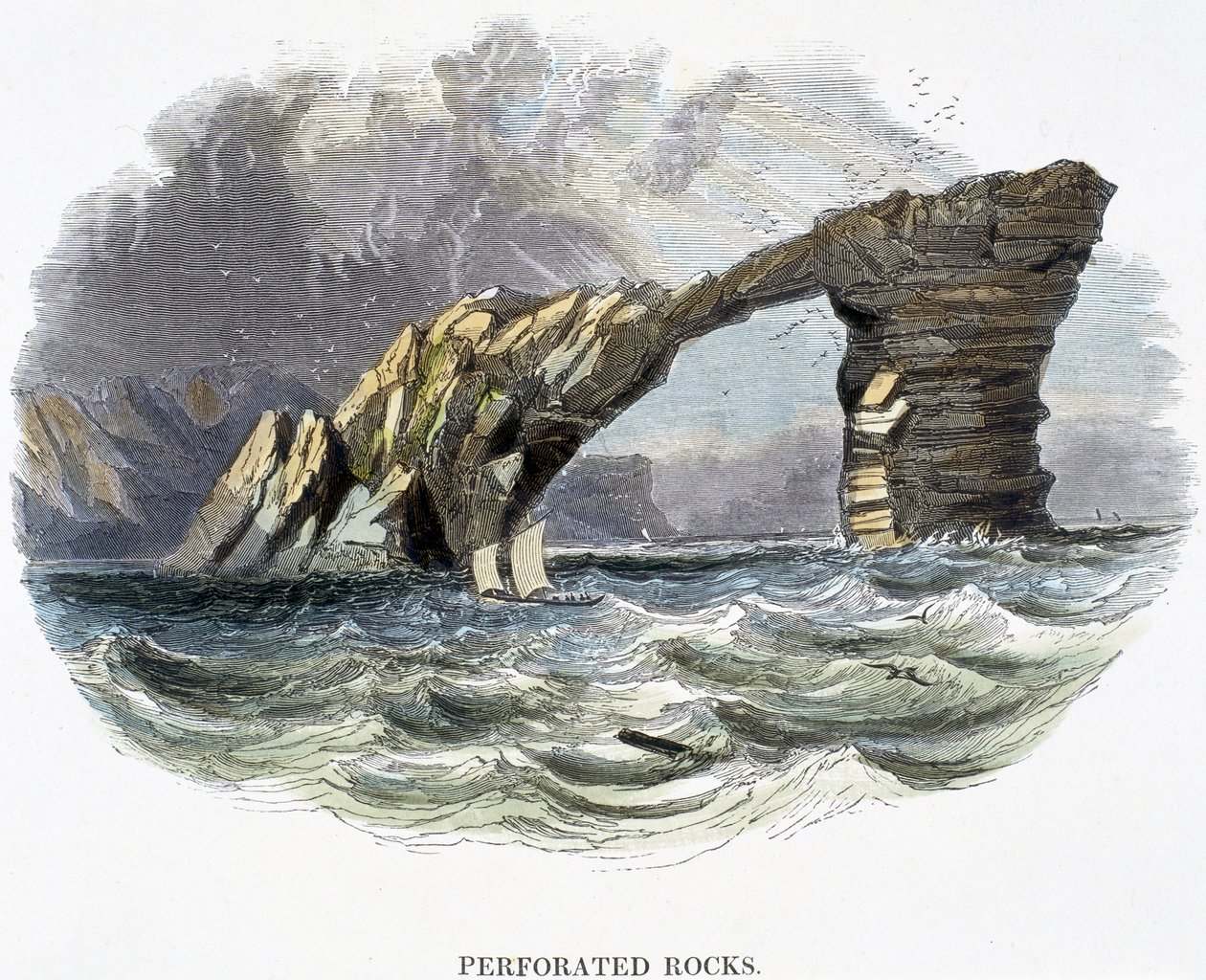 穿孔的岩石，来自自然现象，1849年 作者 乔西亚·伍德·怀珀（Josiah Wood Whymper）