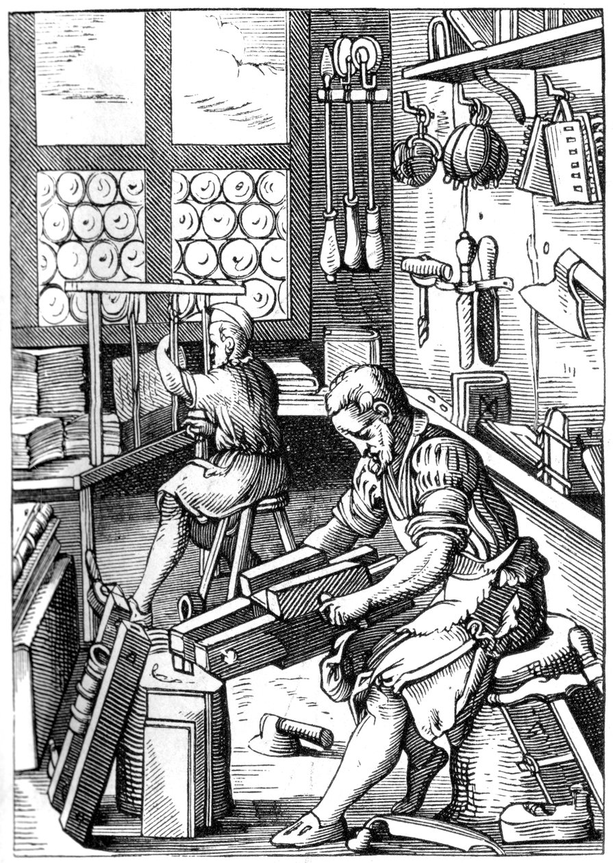 Bookbinder，16世纪，1849年。 作者 约斯特安曼