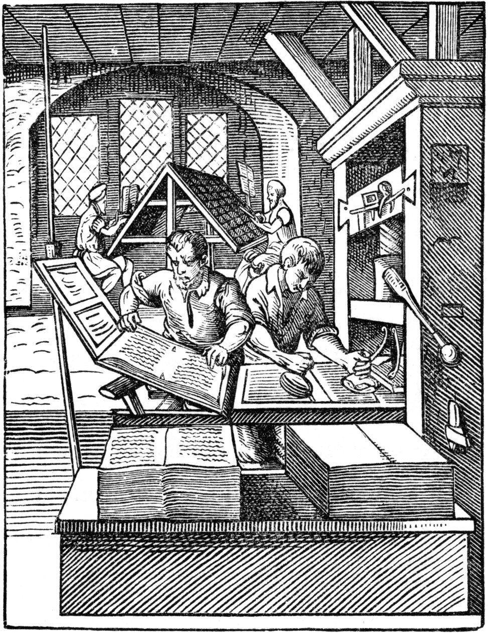 打印机工作室，1568年。 作者 约斯特安曼