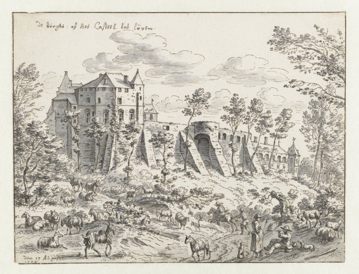 鲁汶城堡，1675年（纸和笔墨水） 作者 约书亚·德·格雷夫