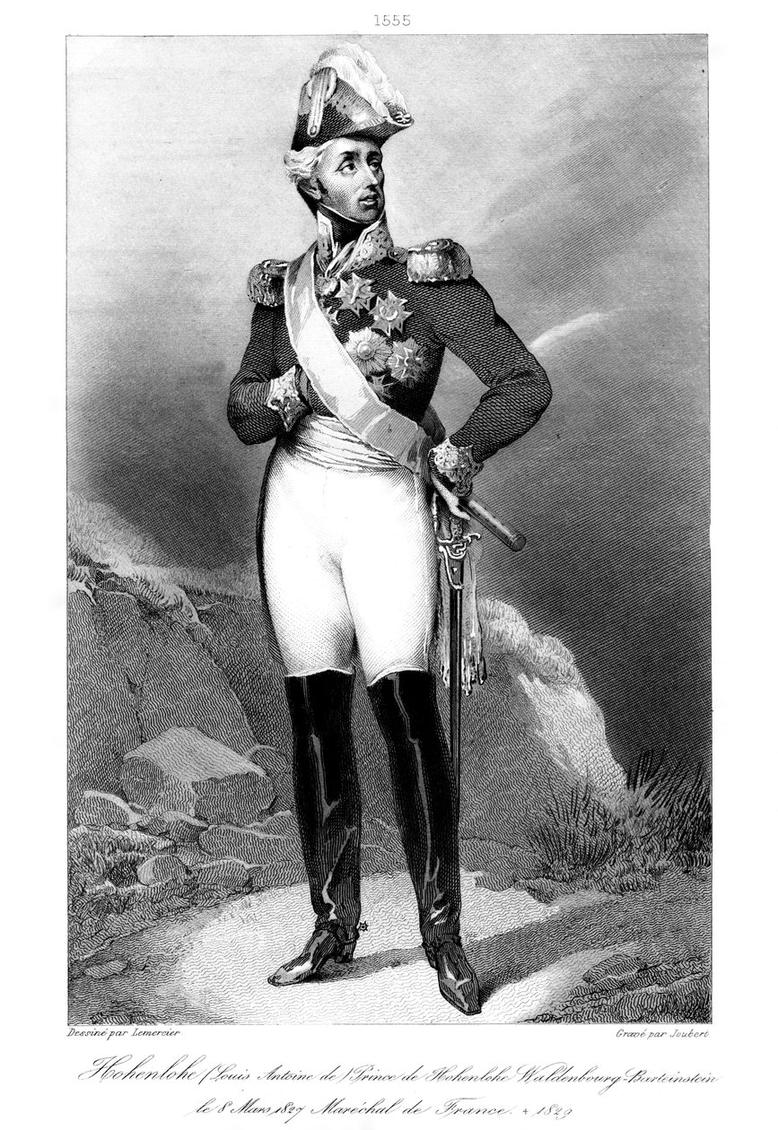 路易-阿洛伊修斯，霍恩洛厄-瓦尔登堡-巴滕斯坦的王子，1765-1829年，法国元帅，1839年。 作者 朱贝尔