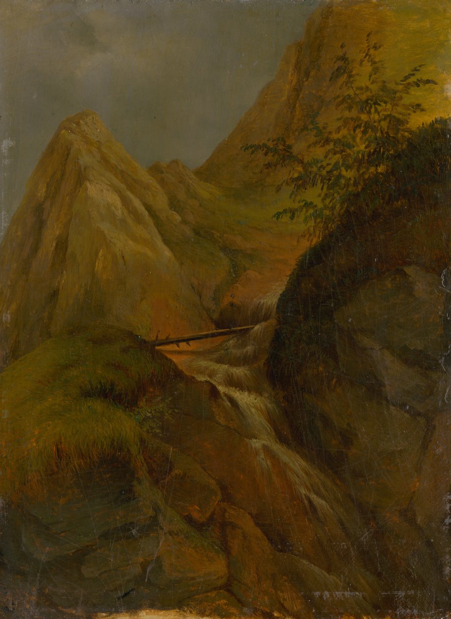 与瀑布的山风景 作者 JozefBožetech克莱门斯