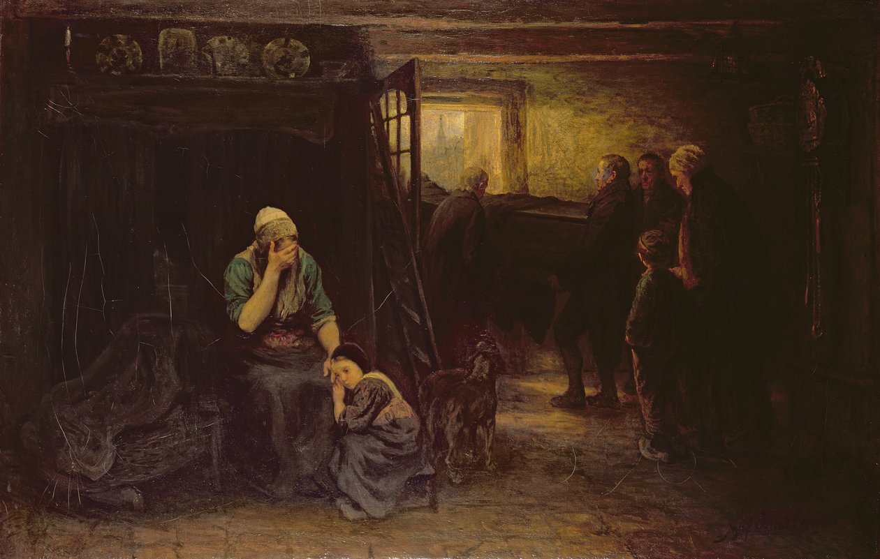悲伤（出于黑暗变为光明），c.1871 作者 约瑟夫·以色列