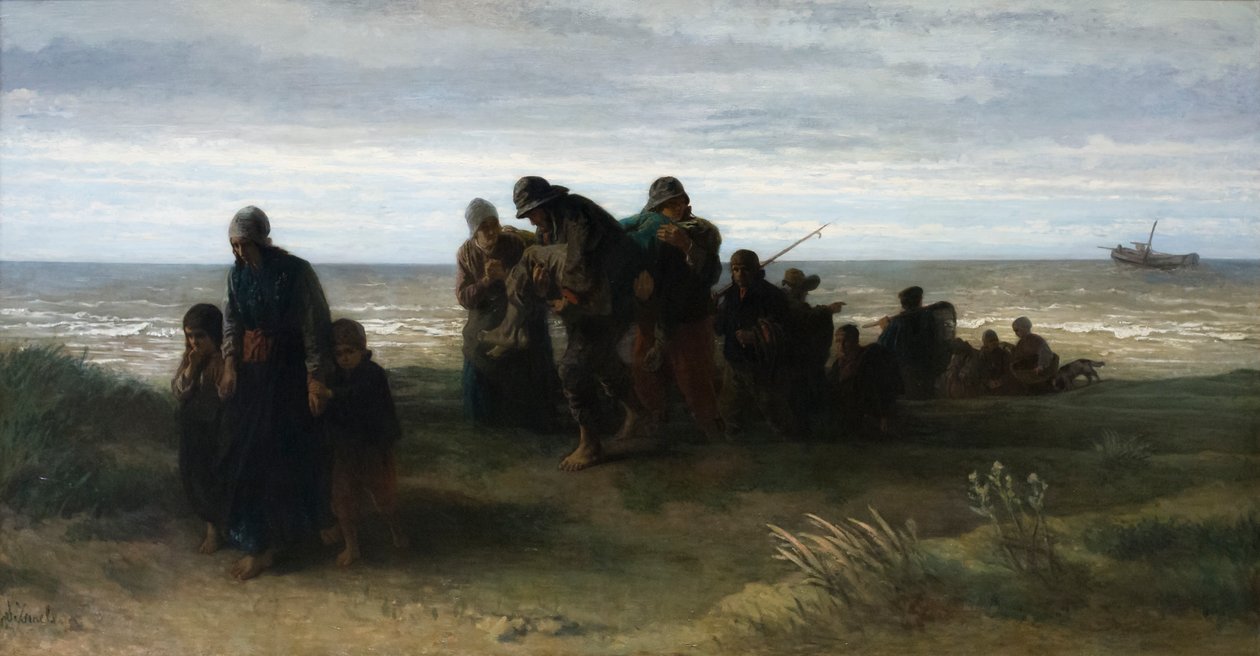 渔民抬溺水者，约 1861 年（布面油画） 作者 以色列的约瑟夫 (1824-1911)