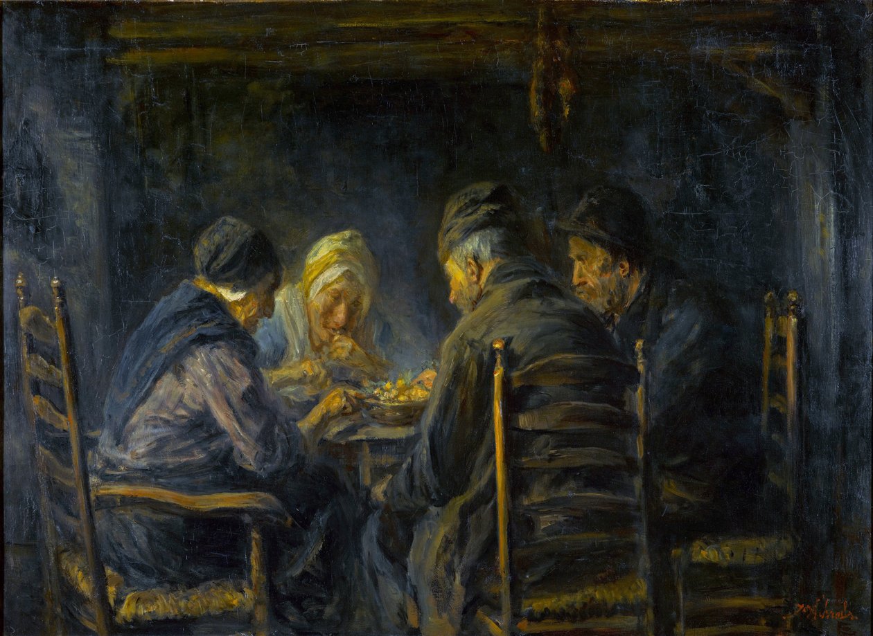 吃土豆的人 - Les mangeurs de pommes de terre - Peinture de Jozef Israels (1824-1911) - c. 1902 - Oil on canvas - 119.5x151 - Gemeentemuseum Den Haag 作者 约瑟夫·以色列