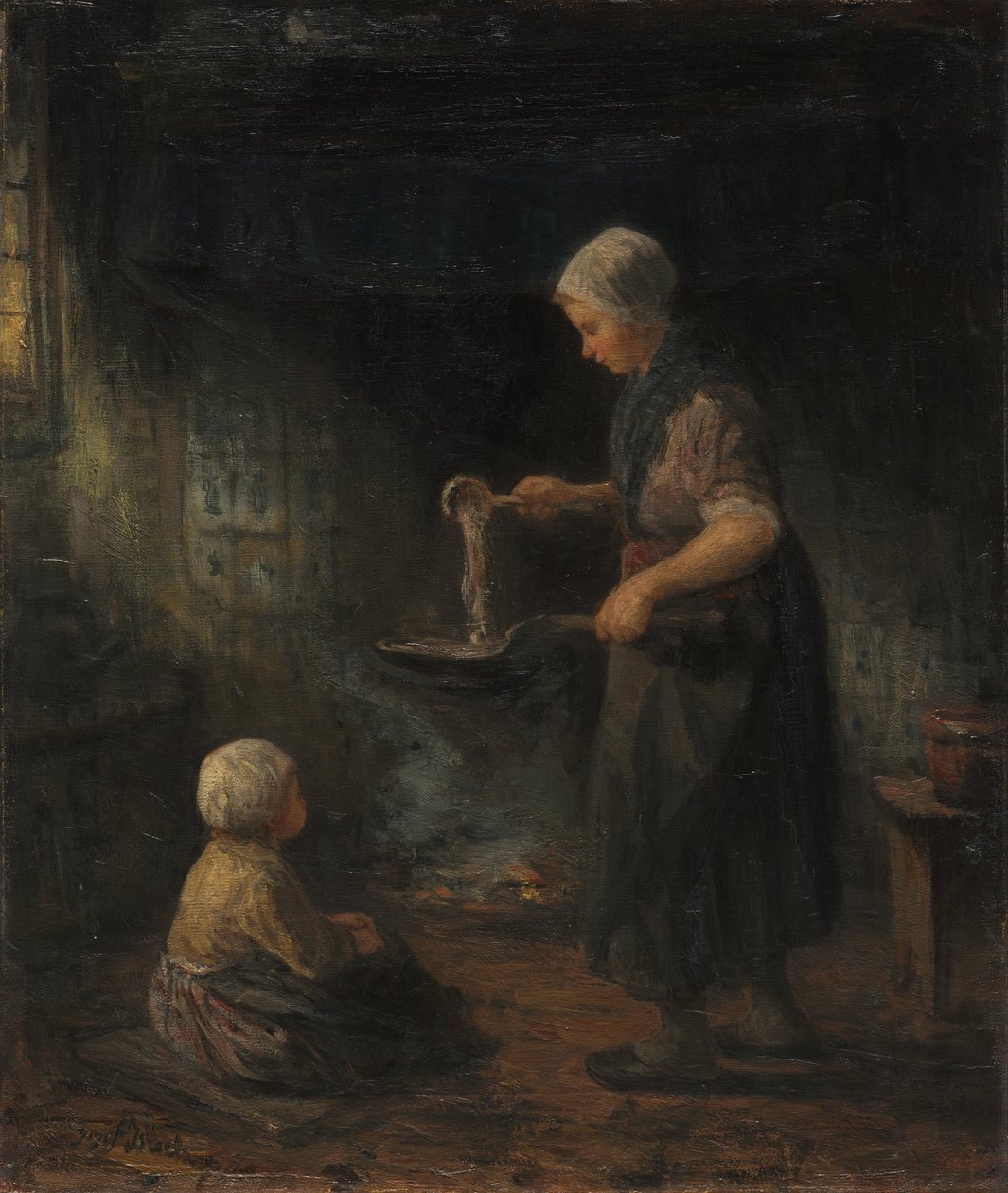 煎饼，c。 1875（布面油画） 作者 以色列的约瑟夫 (1824-1911)