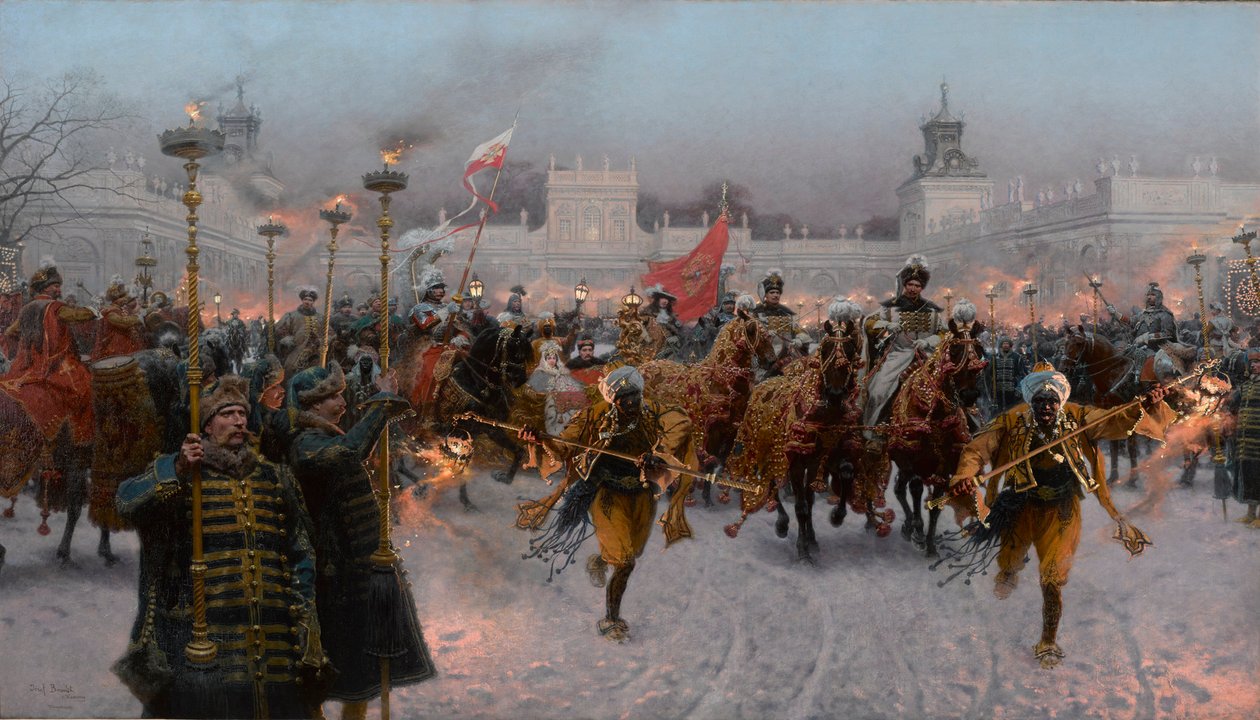 1897年从约翰三世·索比斯基（John III Sobieski）和玛丽森卡（Marysienka）的维拉诺夫（Wilanów）出发。 作者 约瑟夫·布兰特（Jozef Brandt）