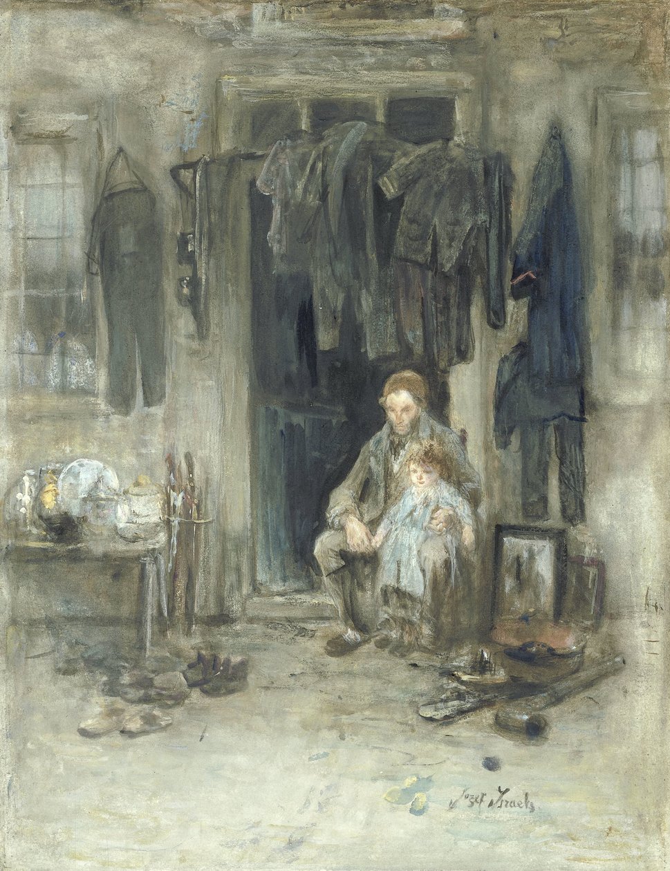 古人之子 作者 约瑟夫·伊斯雷尔斯（Jozef Israëls）（有艺术家签名）
