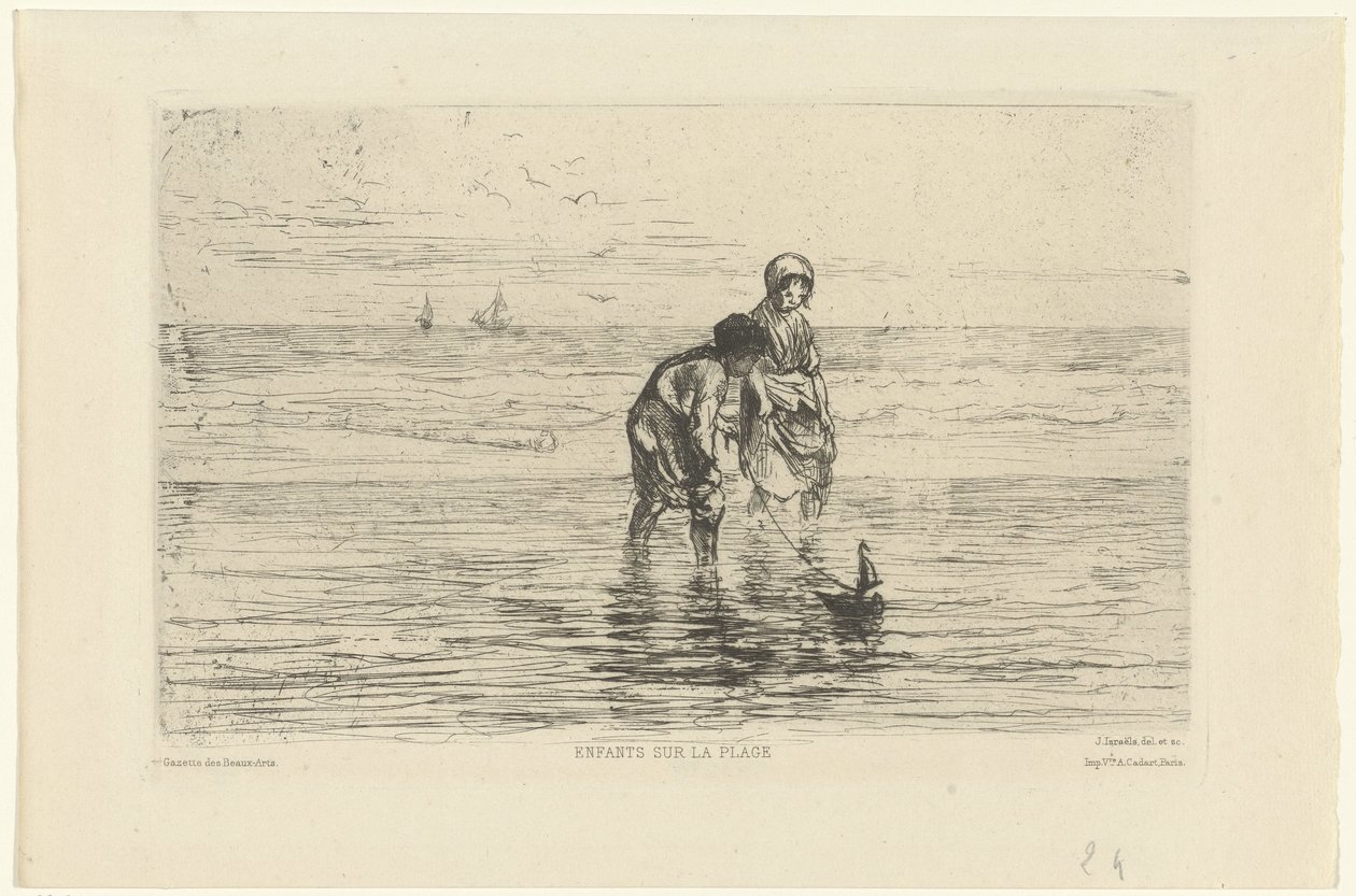 孩子们在海滩上玩小船
Enfants sur la plage（标题为实物） 作者 约瑟夫·以色列