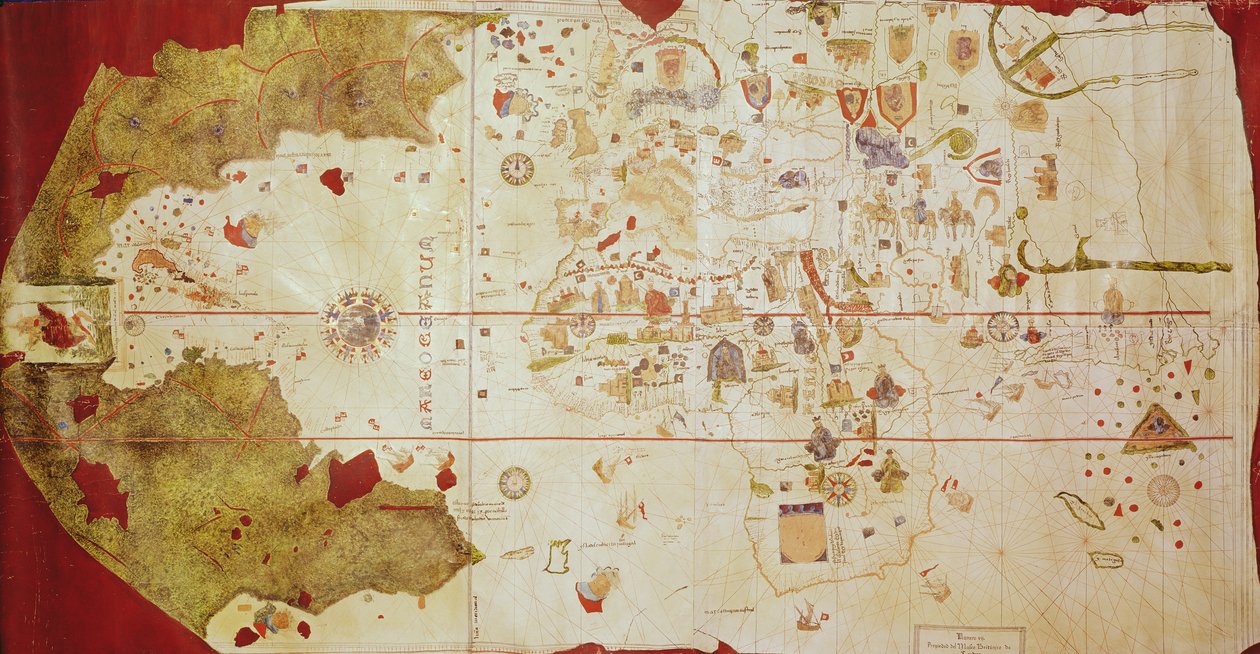 Mappa Mundi，1502（纸上水粉，钢笔和墨水） 作者 胡安·德拉科萨