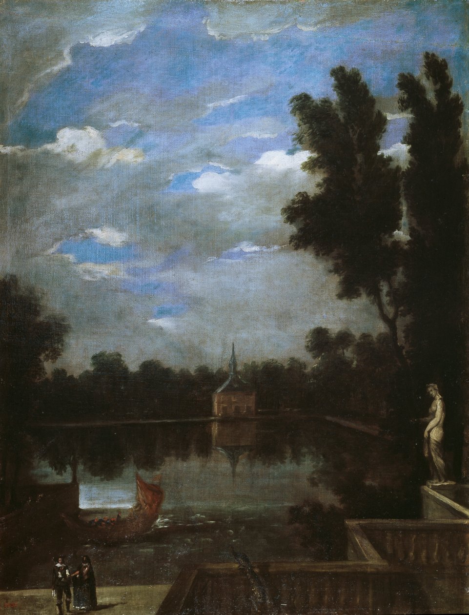 Buen Retiro的Grand Pond，c.1657 作者 胡安·包蒂斯塔·马丁内斯·德尔马佐