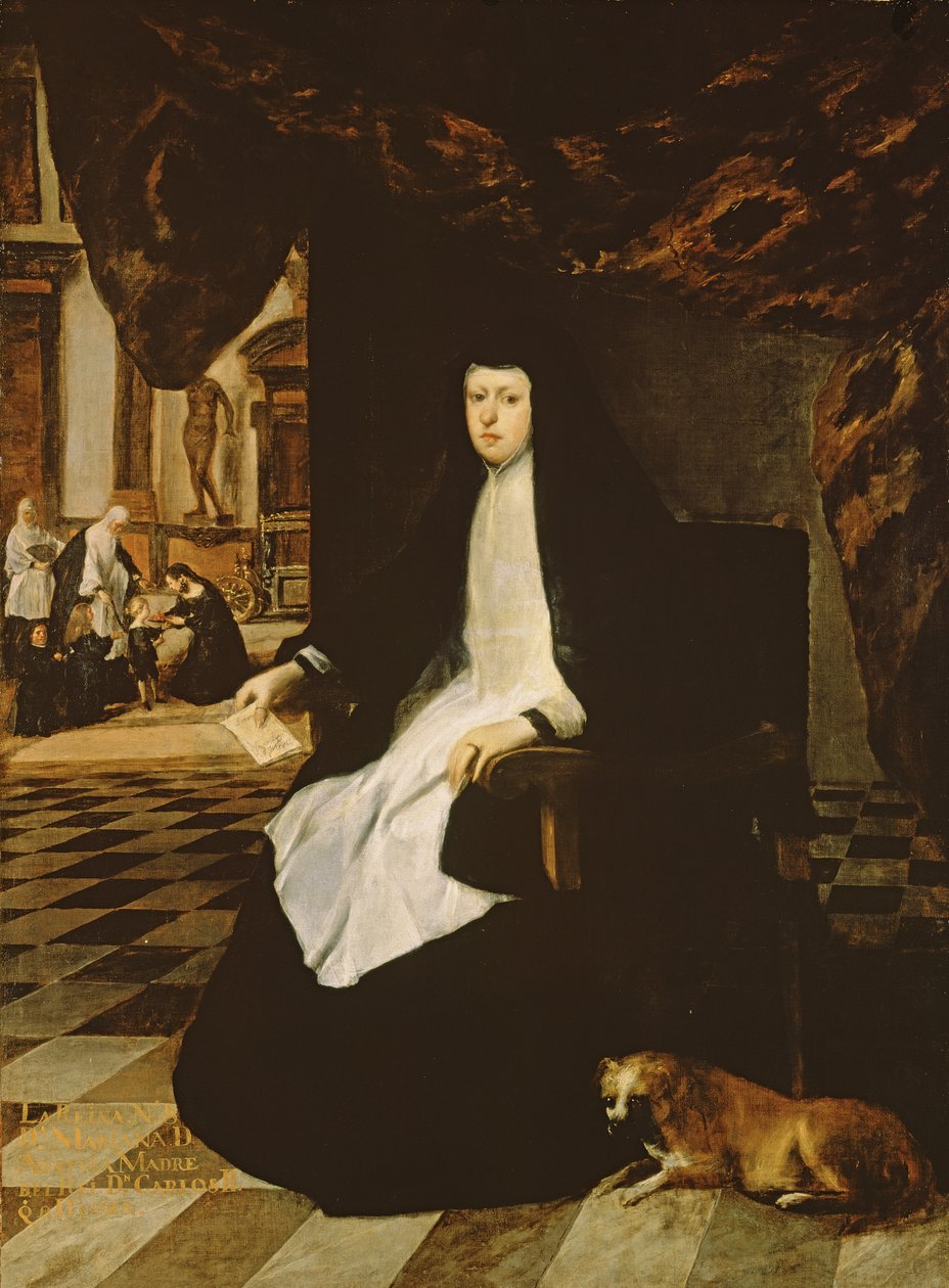 西班牙哀悼女王玛丽亚娜（b.1631）的肖像 作者 胡安·包蒂斯塔·马丁内斯·德尔马佐