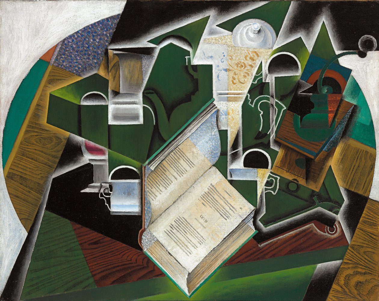 书，烟斗和眼镜；书，管子和眼镜，1915年 作者 胡安·格里斯