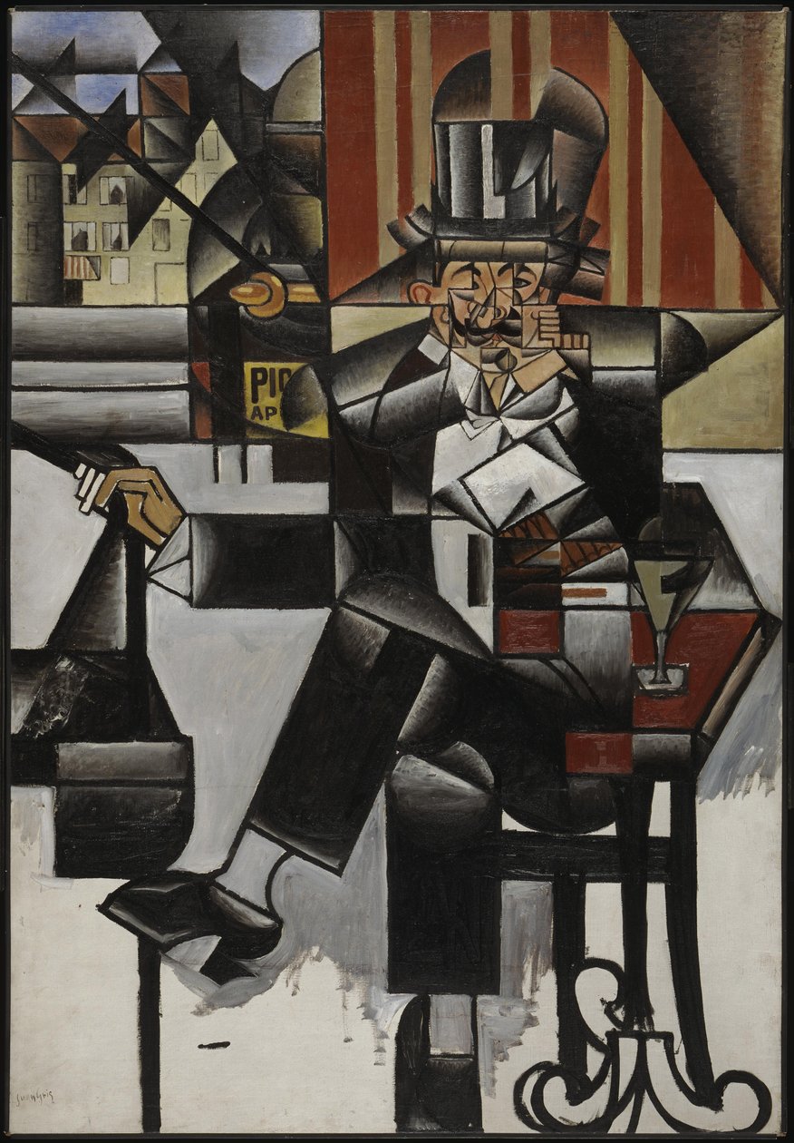 咖啡馆里的男人，1912年。 作者 胡安·格里斯