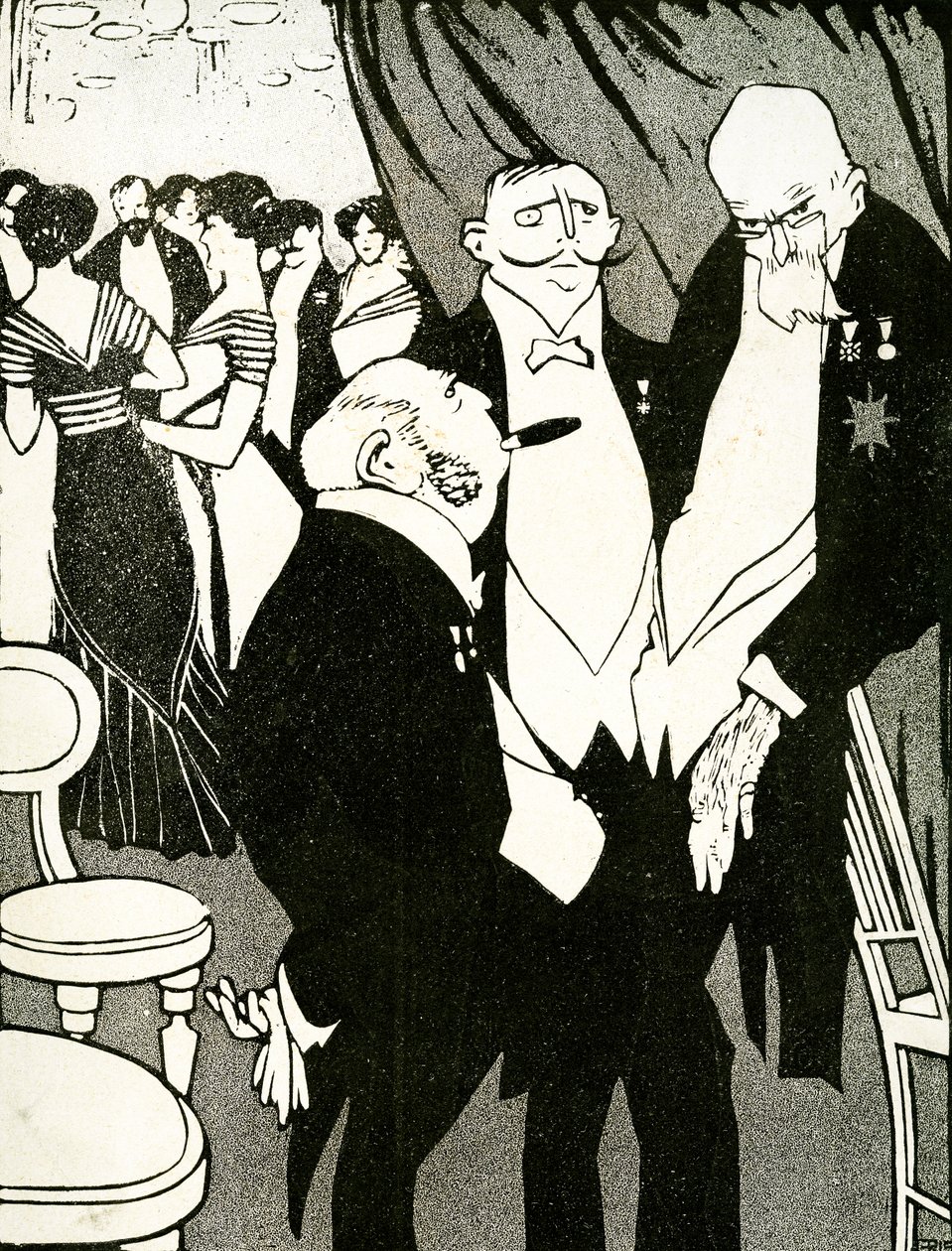 1908年的一次会议期间，俄罗斯特使与其他领导人就保卫土耳其进行了辩论。 作者 胡安·格里斯