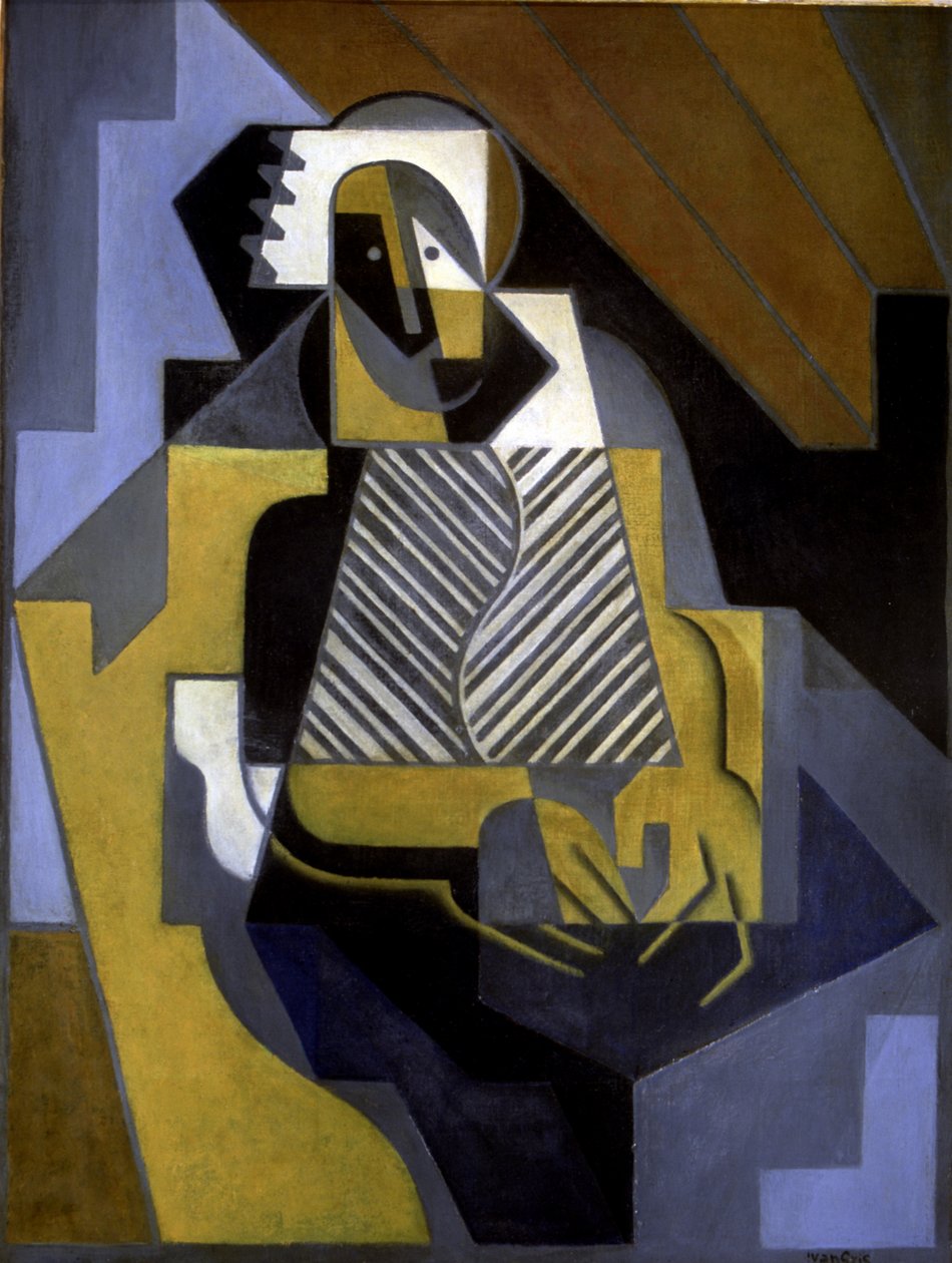 坐着的女人》，约 1915-20 年（布面油画） 作者 胡安·格里斯