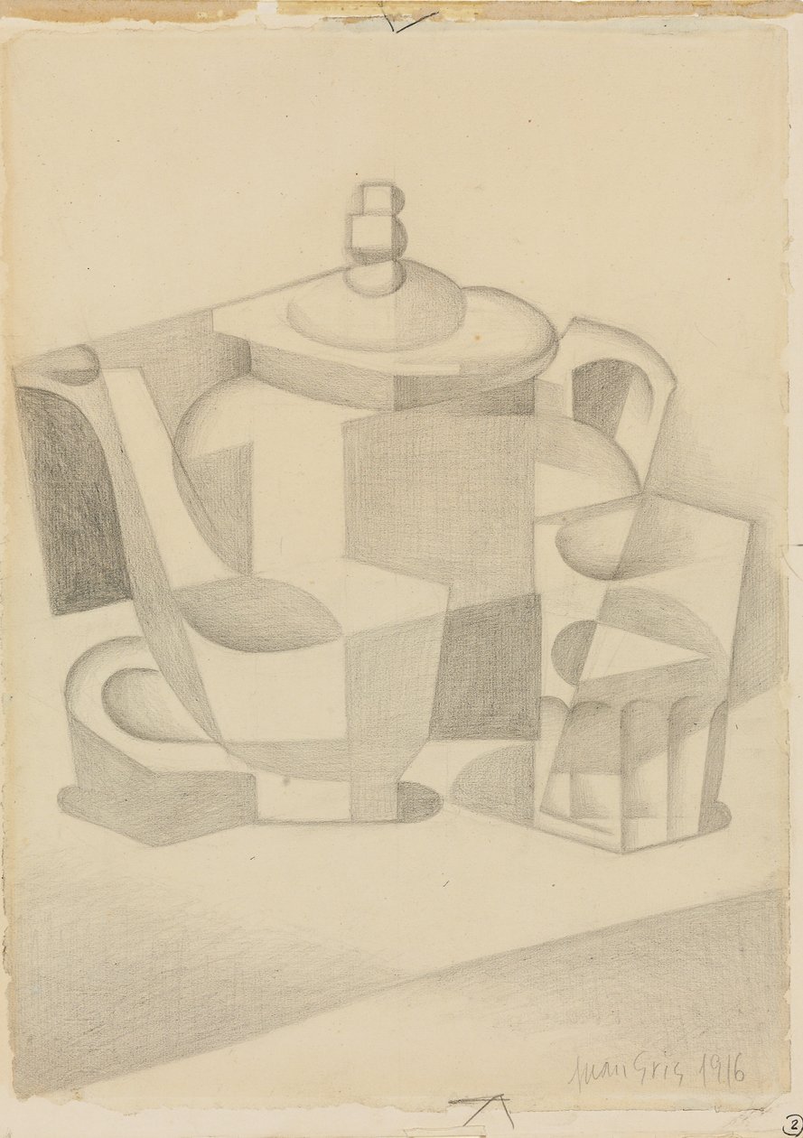 静物与茶壶； 1916年自然剧院 作者 胡安·格里斯