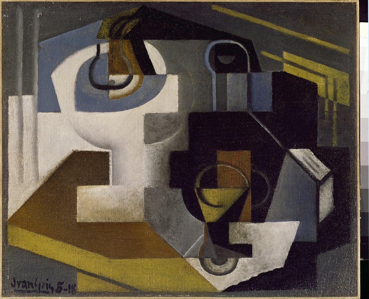静物与水果碗 - 胡安-格里斯（1887-1927）的画作 作者 胡安·格里斯