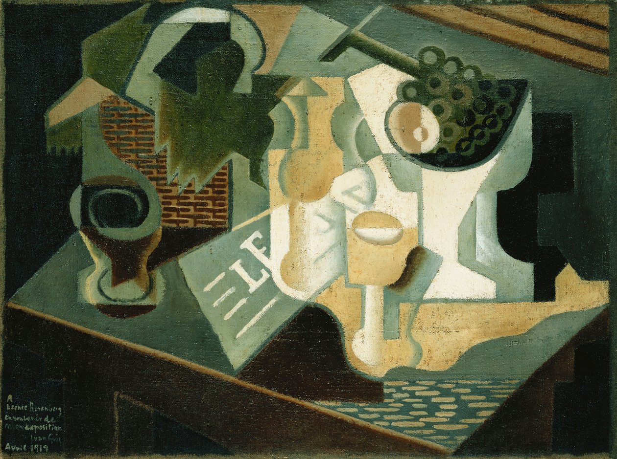 大楼前的桌子； La Table Devant le Battiment，1919年 作者 胡安·格里斯
