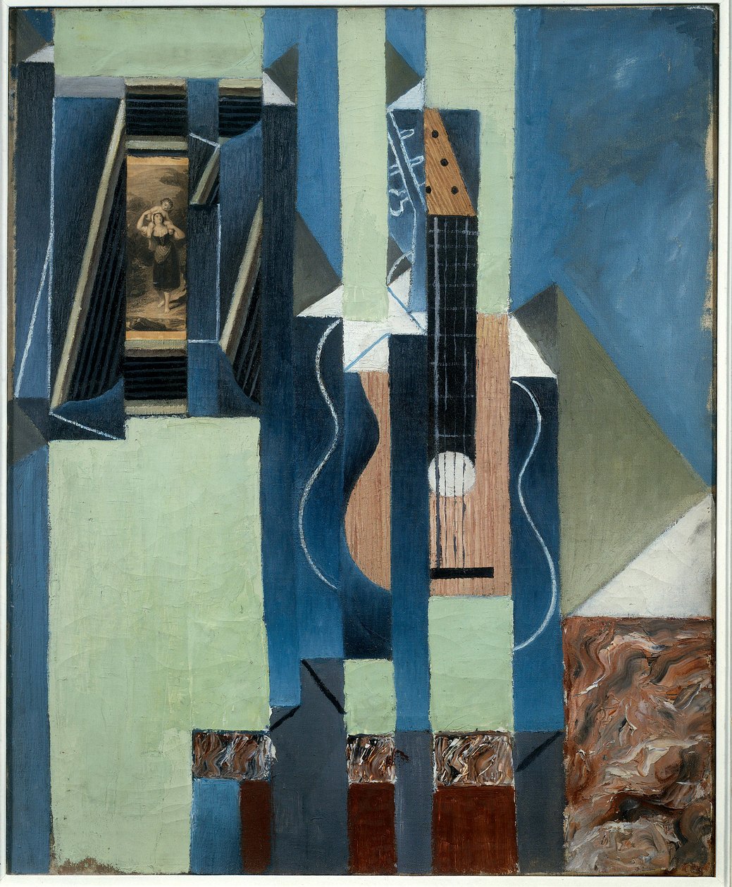 吉他。 胡安·格里斯 (Juan Gris) (1887-1927) 的绘画 特别是 作者 胡安·格里斯