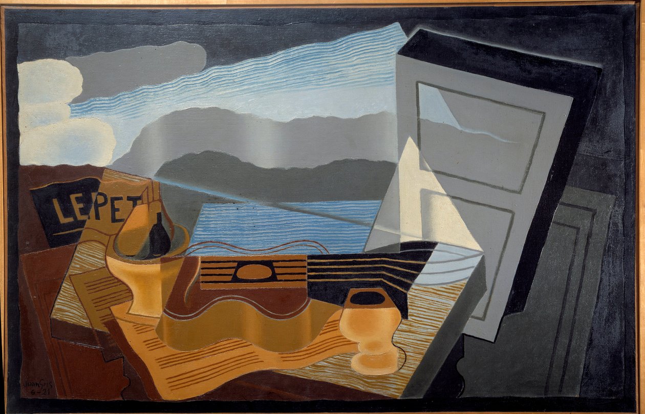 海湾的景色。 胡安·格里斯 (Juan Gris) (1887-1927) 的绘画 特别是 作者 胡安·格里斯