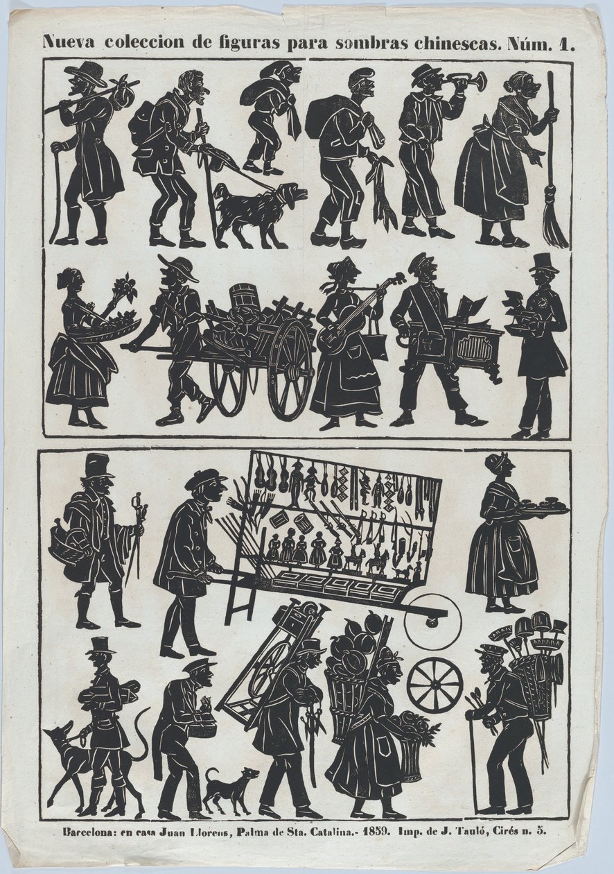中国皮影戏的第一张图，1859年。 作者 胡安·洛伦斯