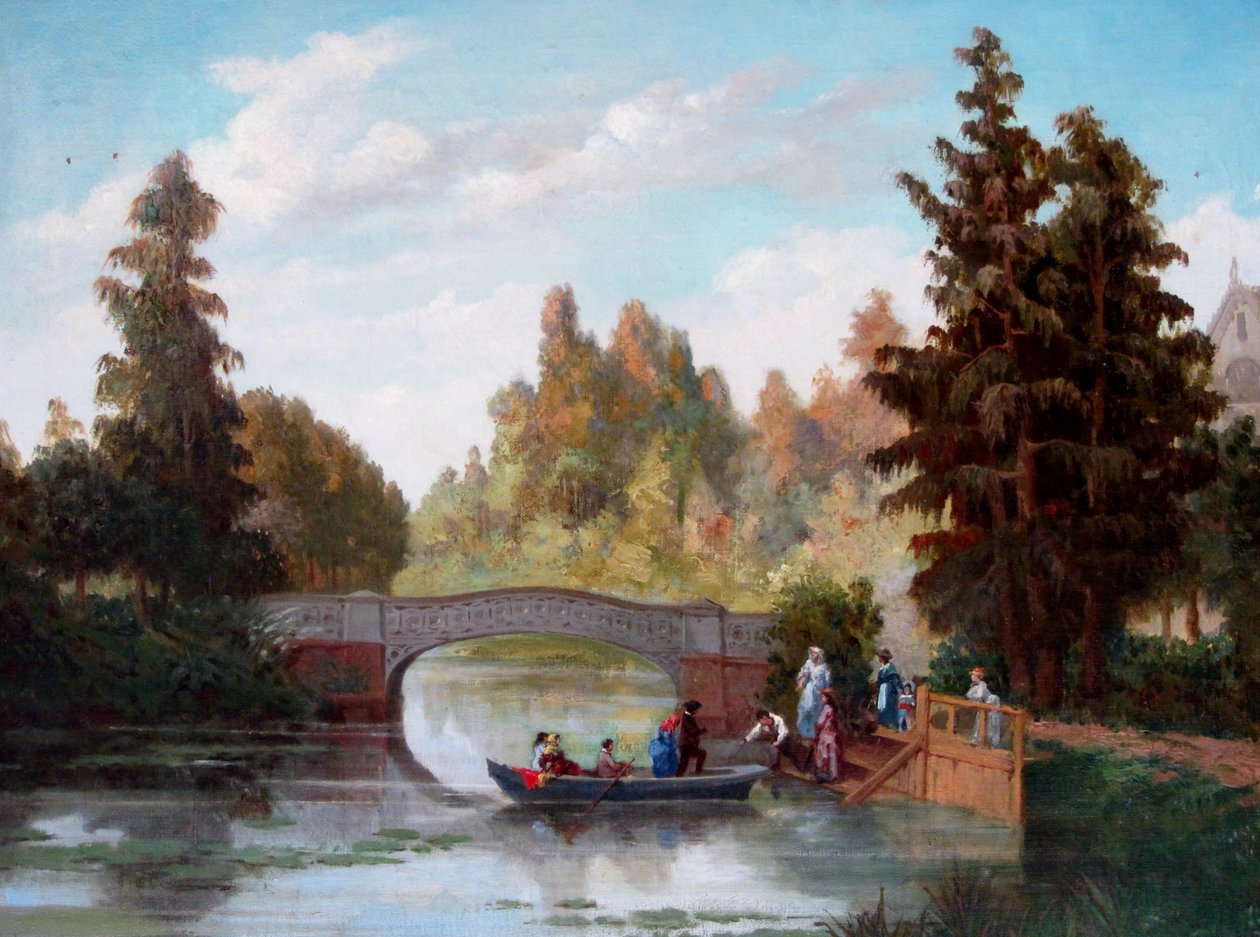 西班牙语：Antigua laguna del parque Cousiño 库西尼奥公园的老池塘 作者 胡安·莫奇