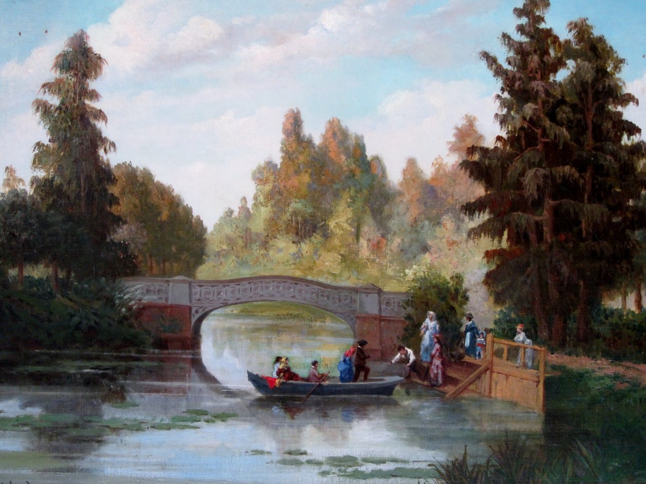 西班牙语：Antigua laguna del parque Cousiño 库西尼奥公园的老池塘 作者 胡安·莫奇